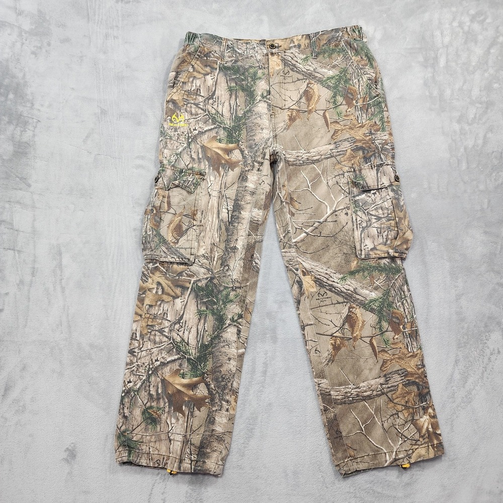 Realtree Pants Mens L Camo Cargo Relaxed Fit Straight Leg Outdoor Hunting Work